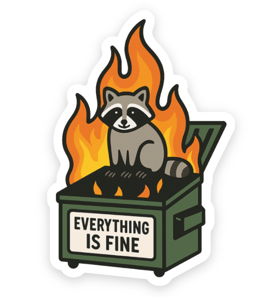 Everything is Fine Raccoon Dumpster Fire Sticker