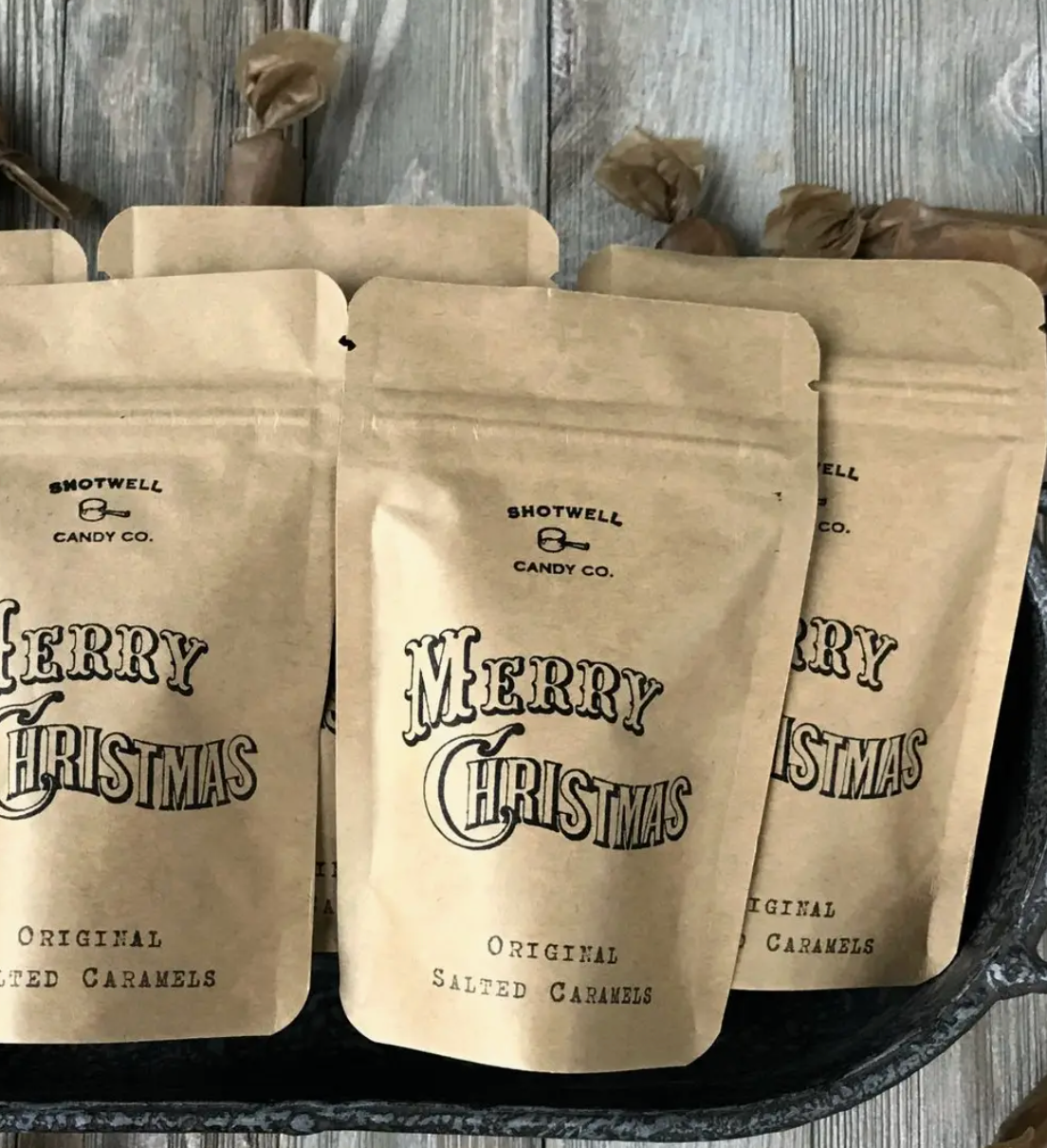 Merry Christmas Original Shotwell Caramels Mini Bag