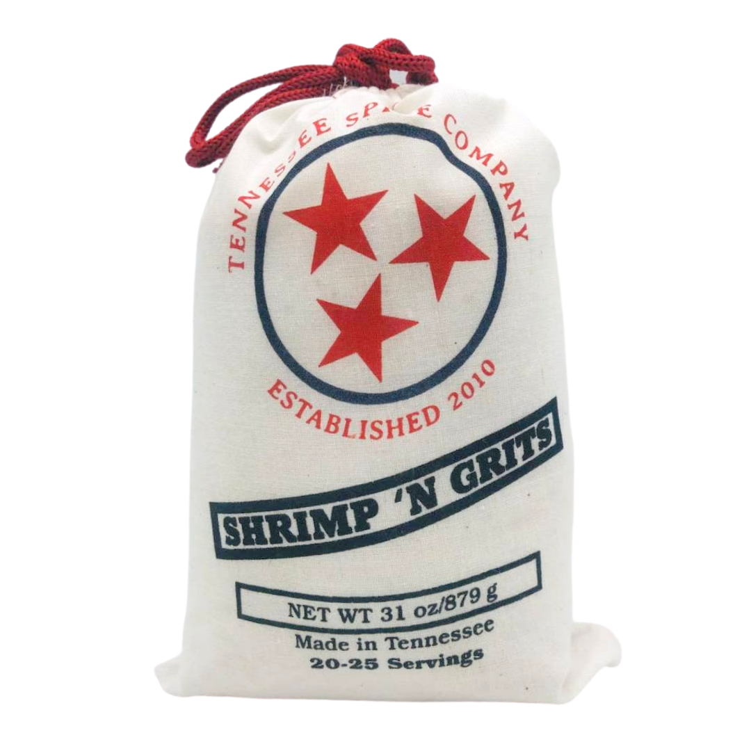 shrimp 'n grits meal kit, 31 oz. of white grits and spice packet. 