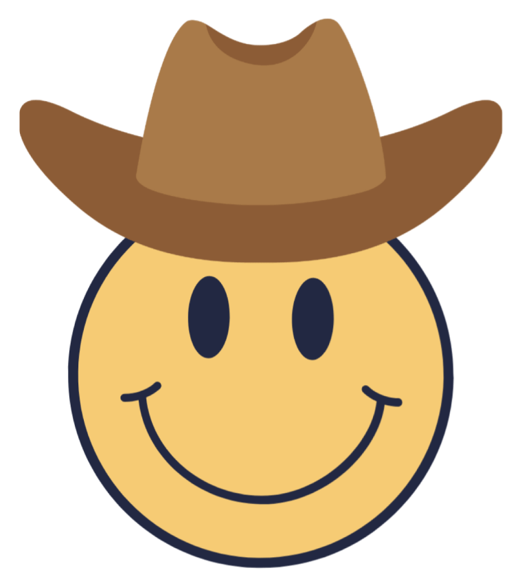 Smiley Face With Cowboy Hat Sticker