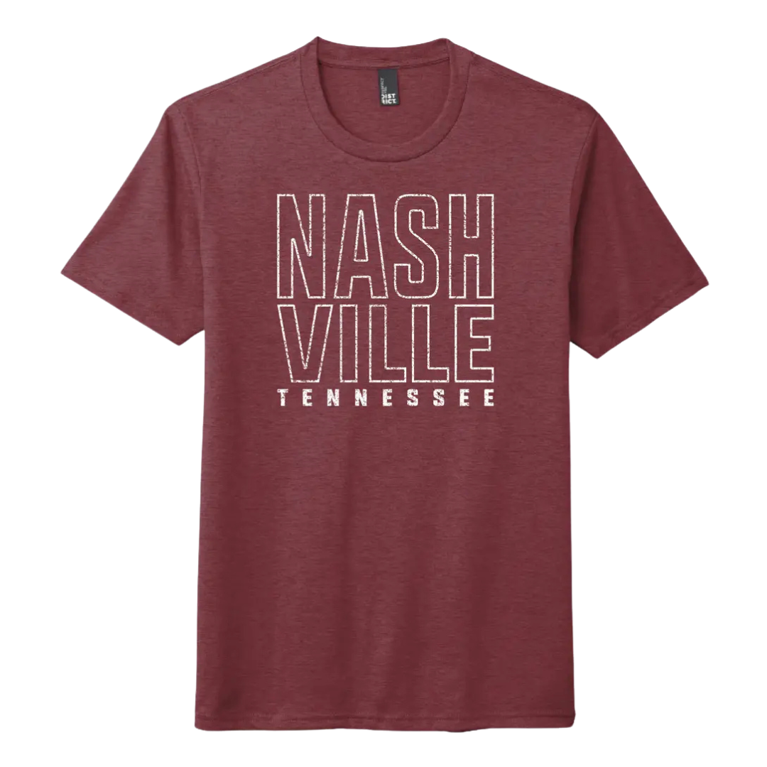 Stacked Nashville Tennessee Maroon T Shirt