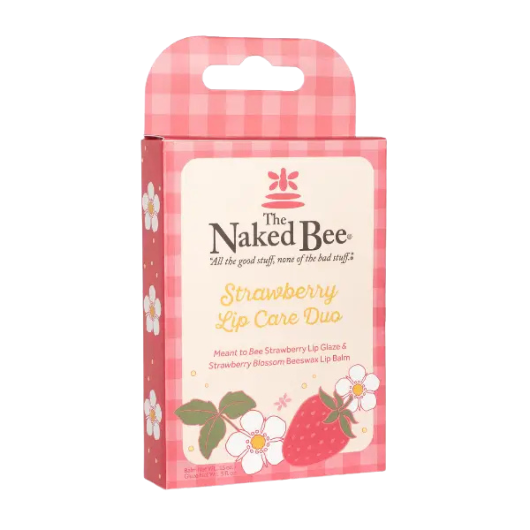 Strawberry Lip Care Duo, lip balm and lip glaze. 
