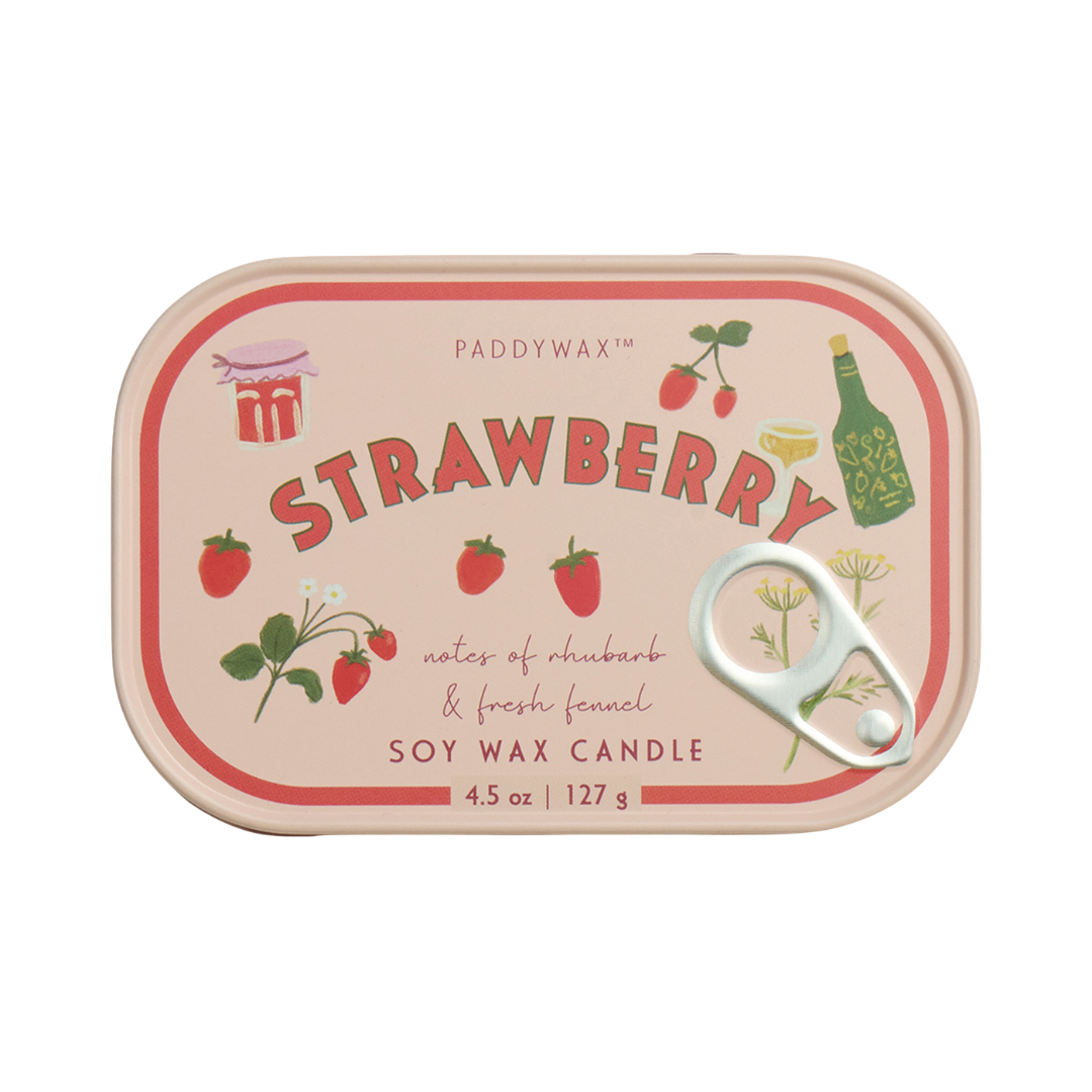 4.5 oz soy wax candle in pink and red tin. 