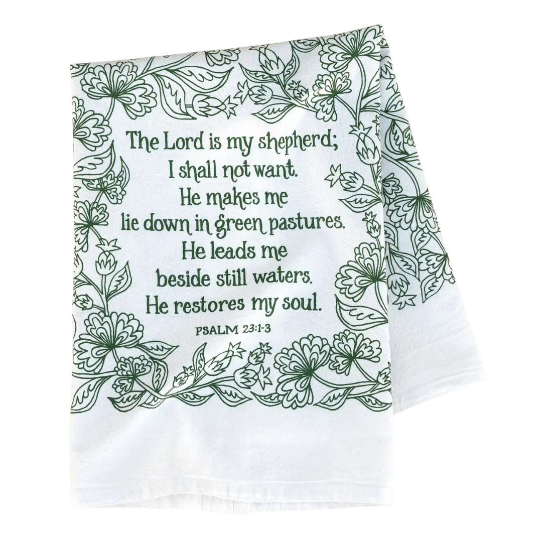 The Lord is My Shepherd Psalm 23 Scripture Tea Towel