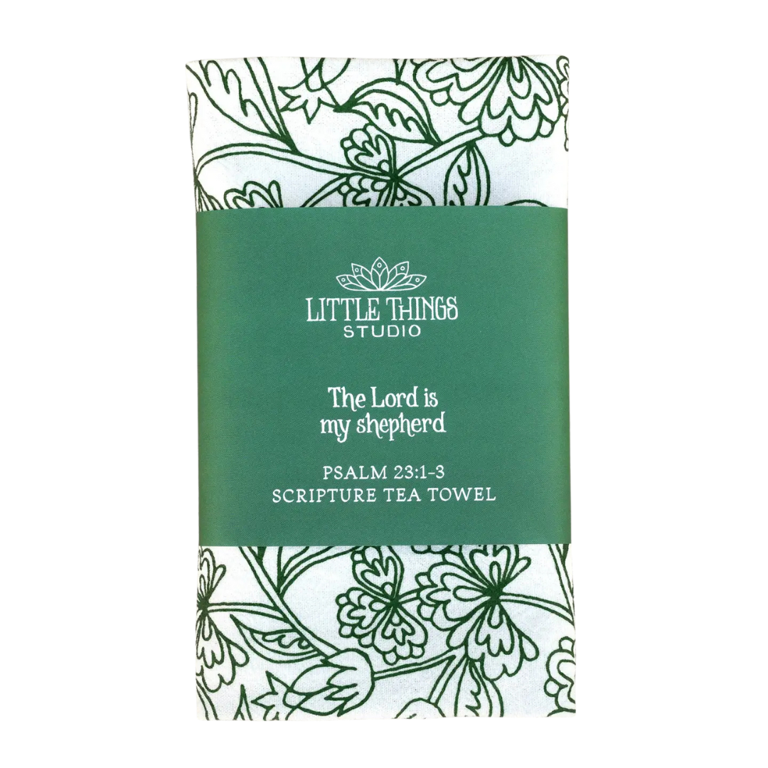 cotton kitchen towel floral design and bible verses. 