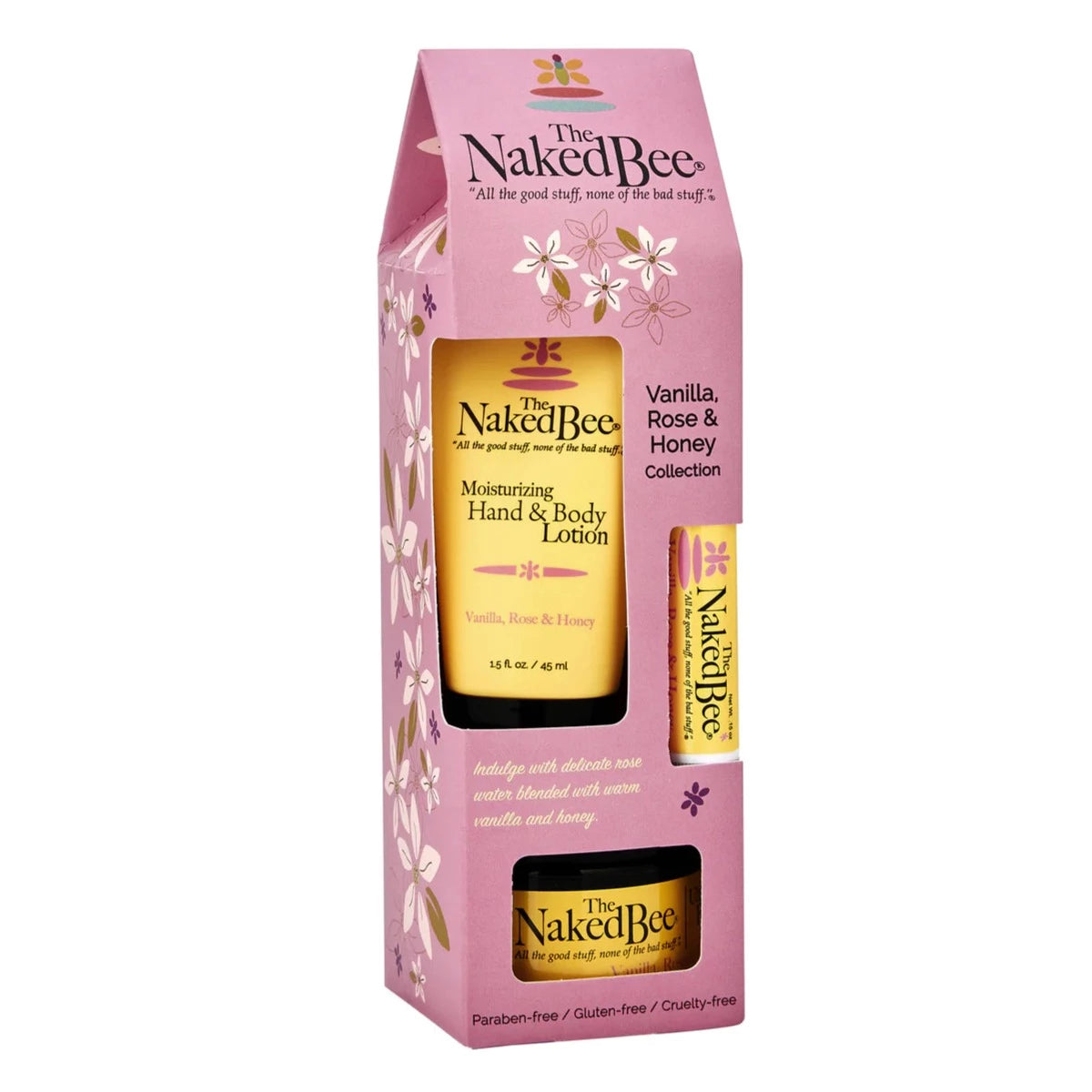 travel gift set of 2 lotions and a lip balm.