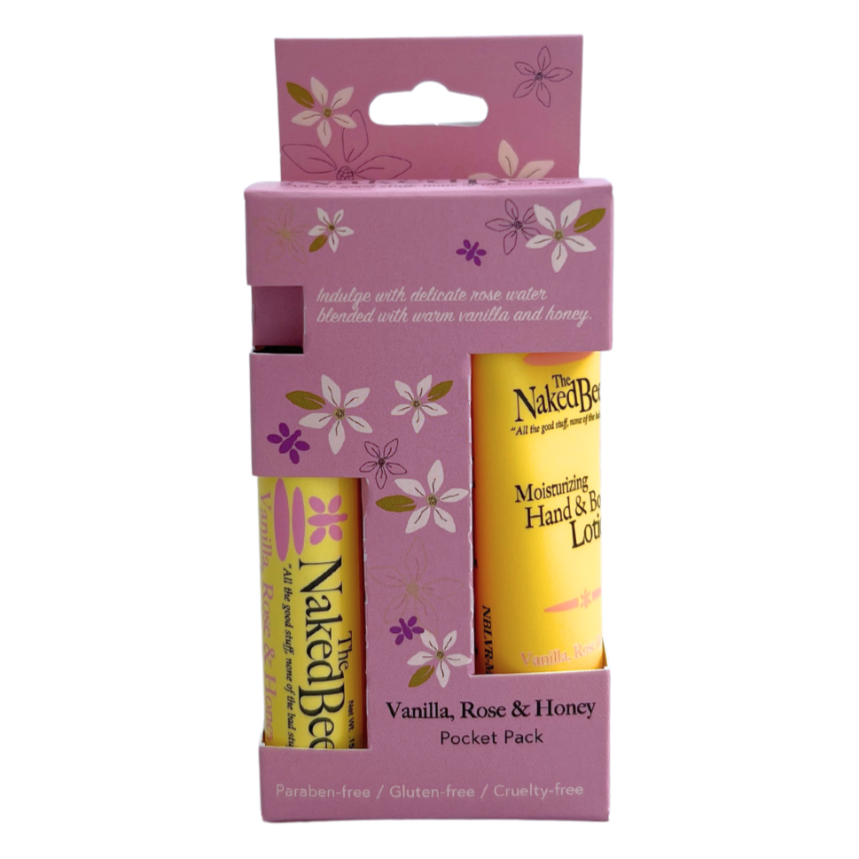 Pocket pack gift set of lip balm and lotion. 