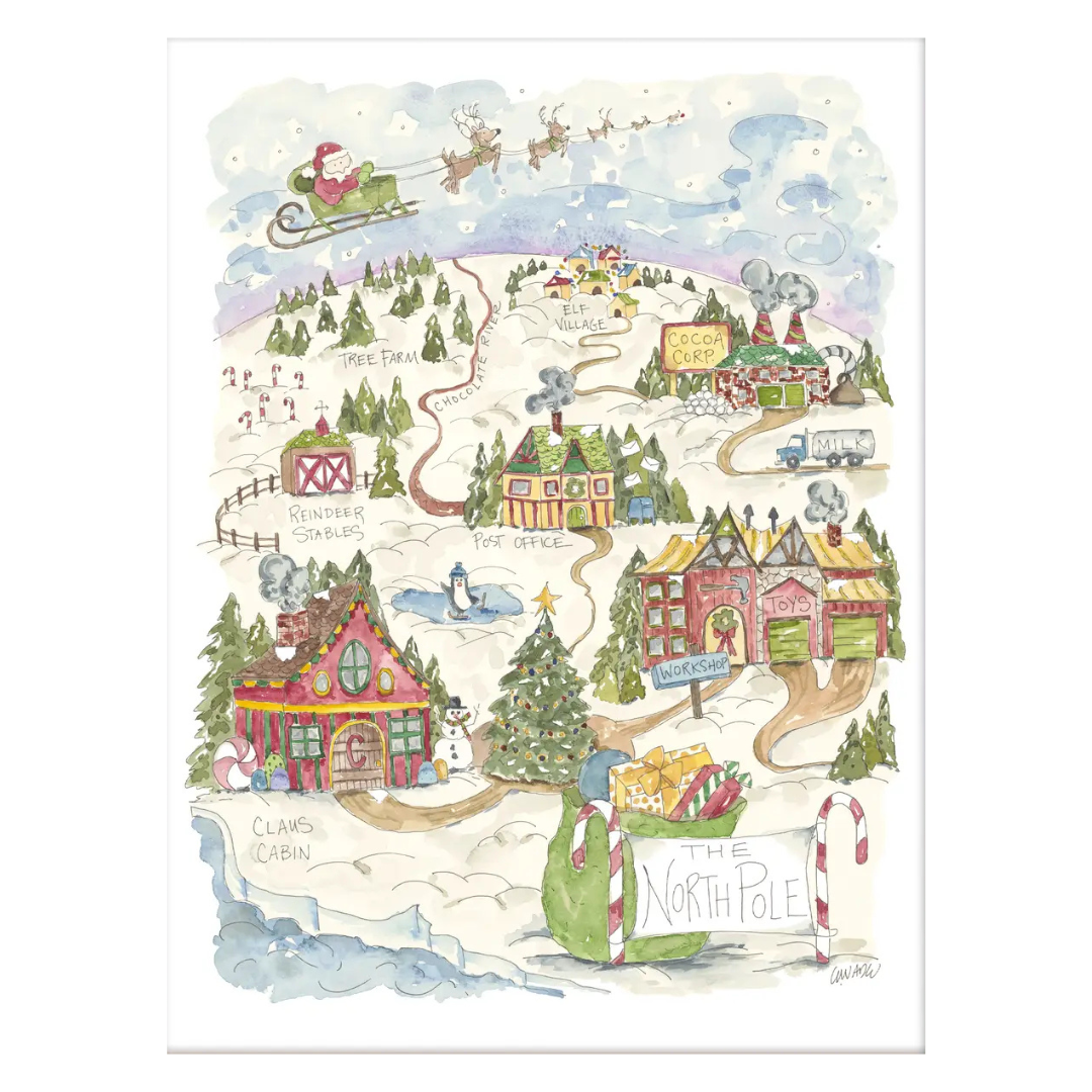 The North Pole watercolor cotton Tea Towel.