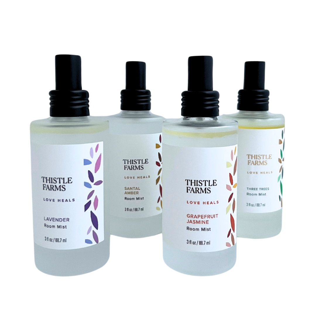 Thistle Farms room spray in many varieties. 3 oz bottles. Made by female survivors.