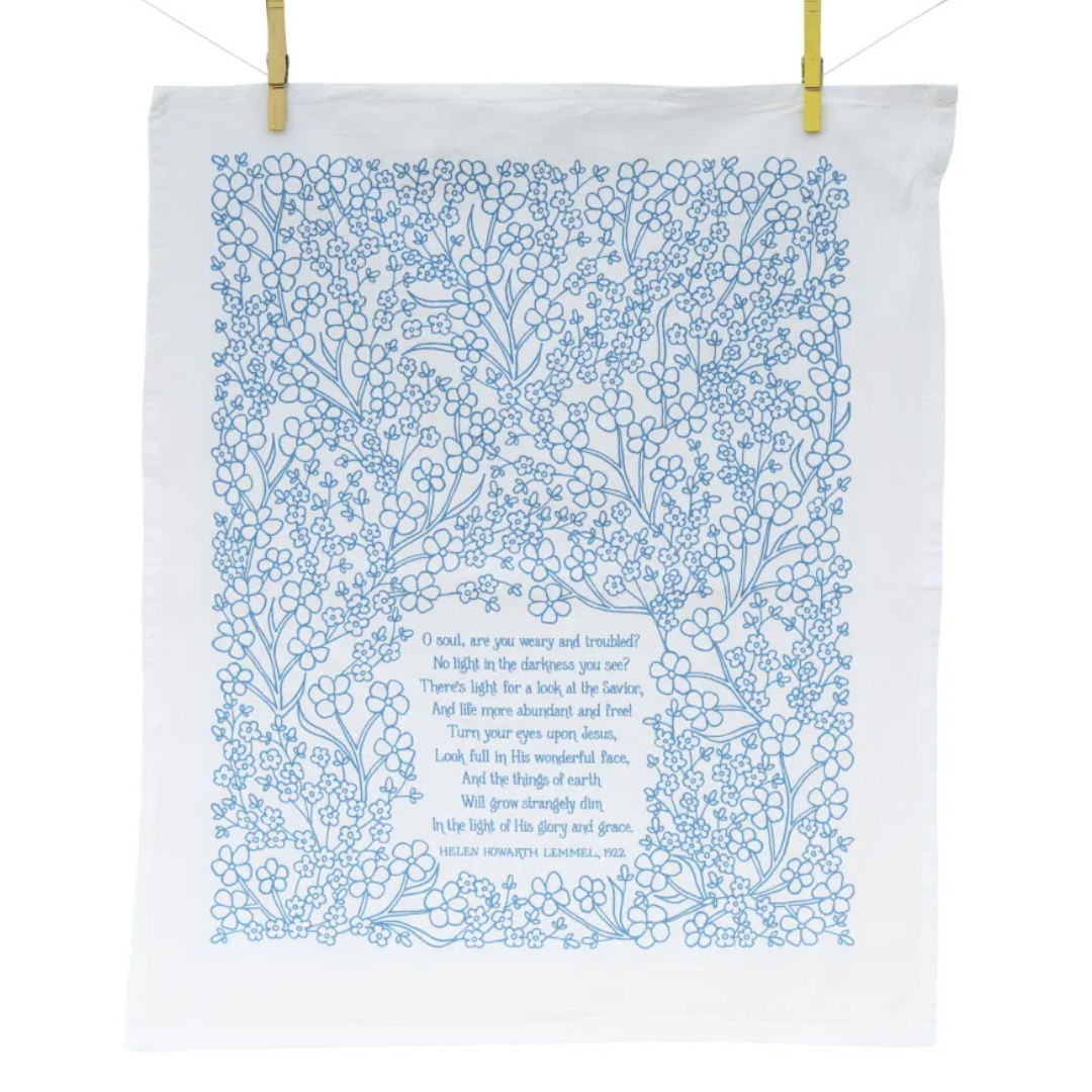 Turn Your Eyes Upon Jesus Hymn Tea Towel