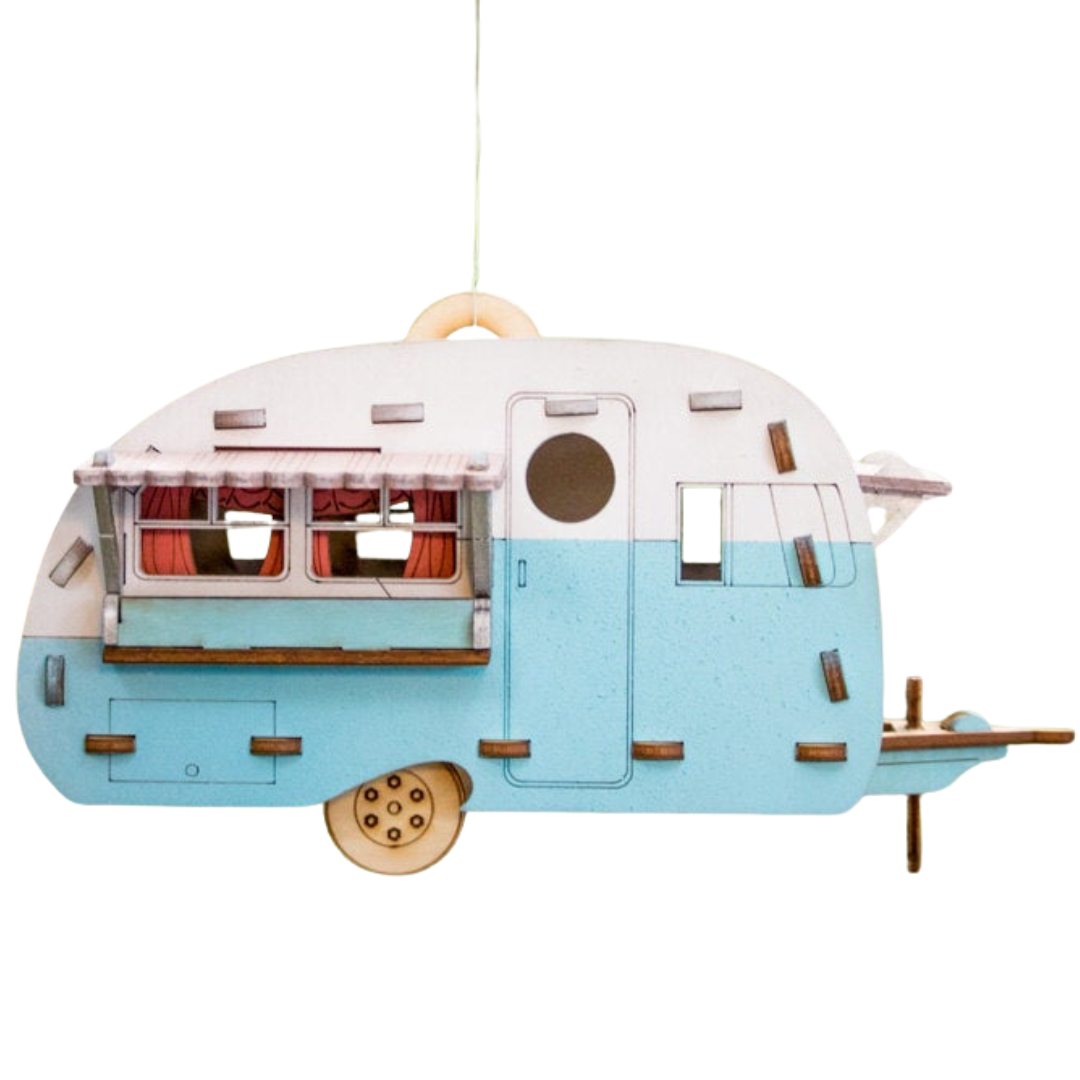 Vintage Camper Birdhouse laser cut wood Kit.