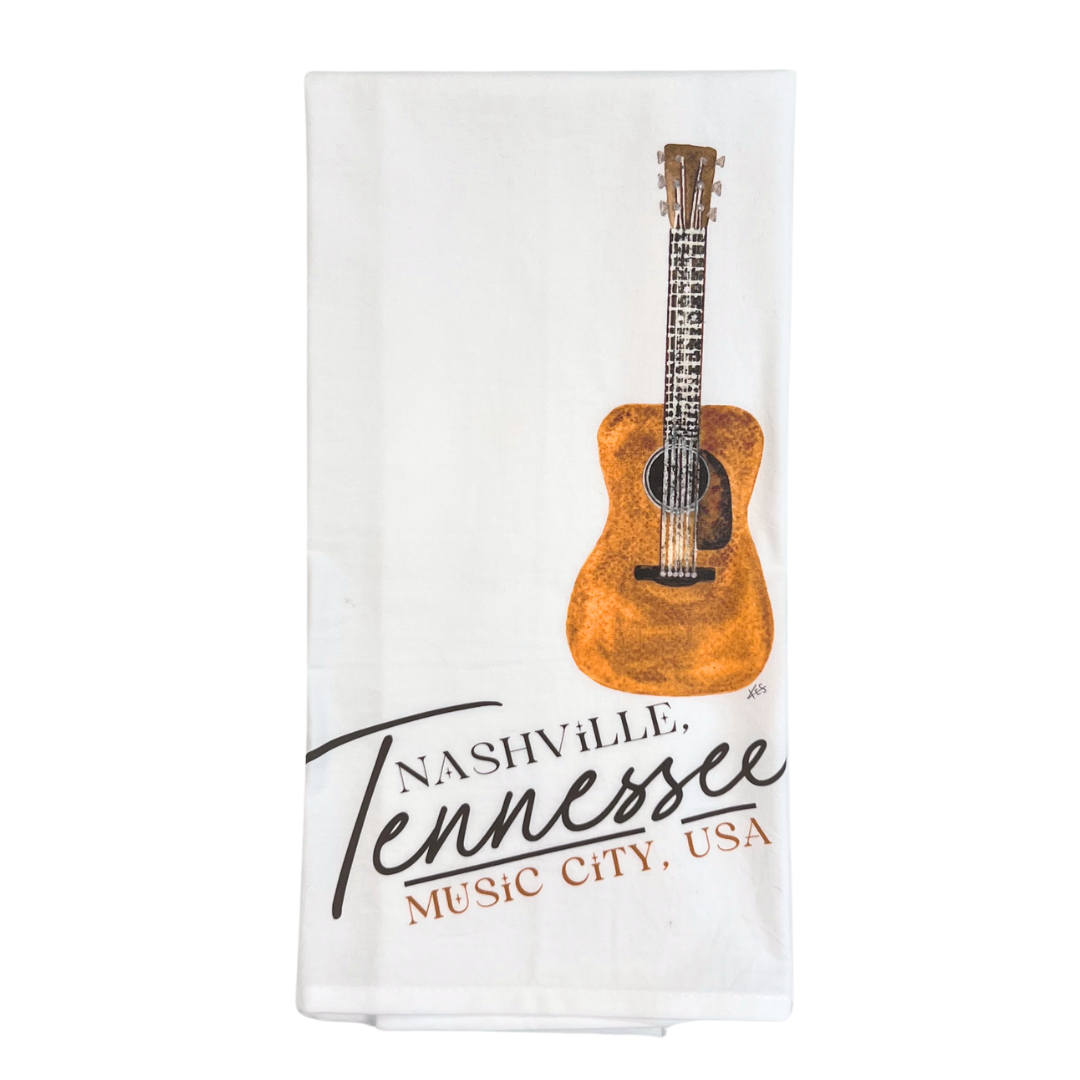 100% Cotton Watercolor Guitar tea Towel.