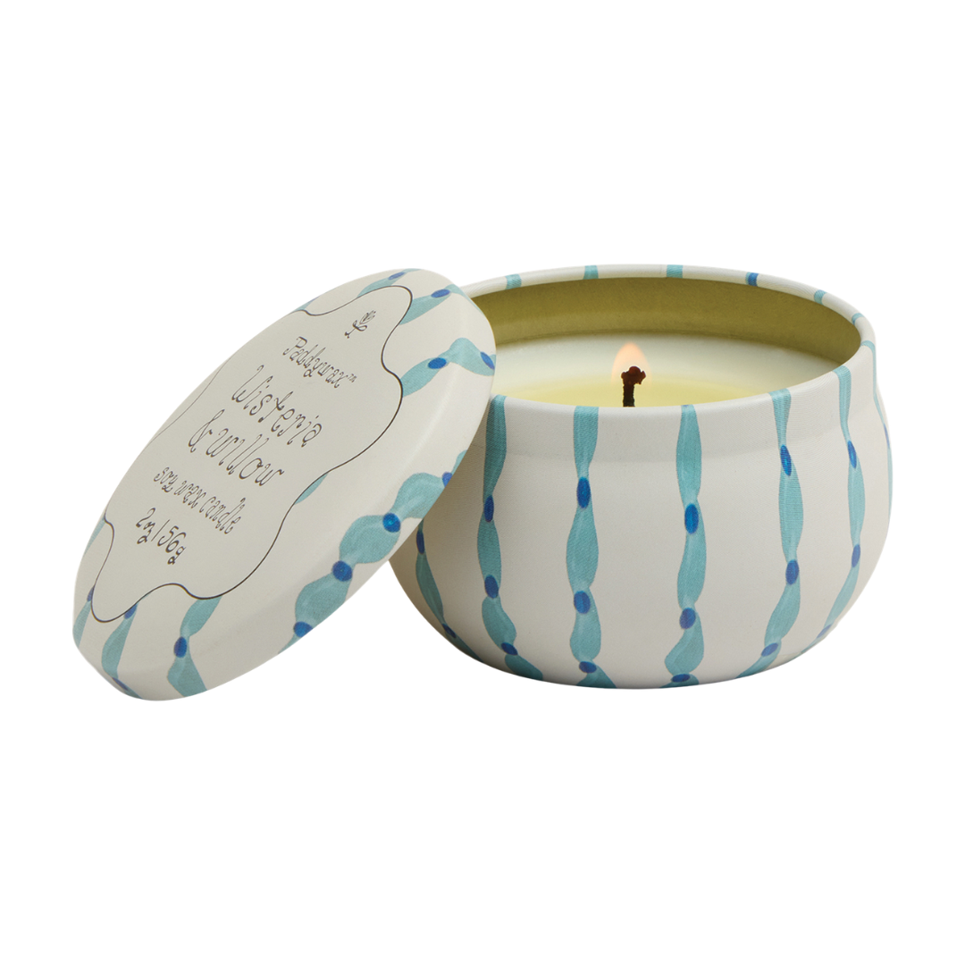 2 oz soy wax in reusable tin. 