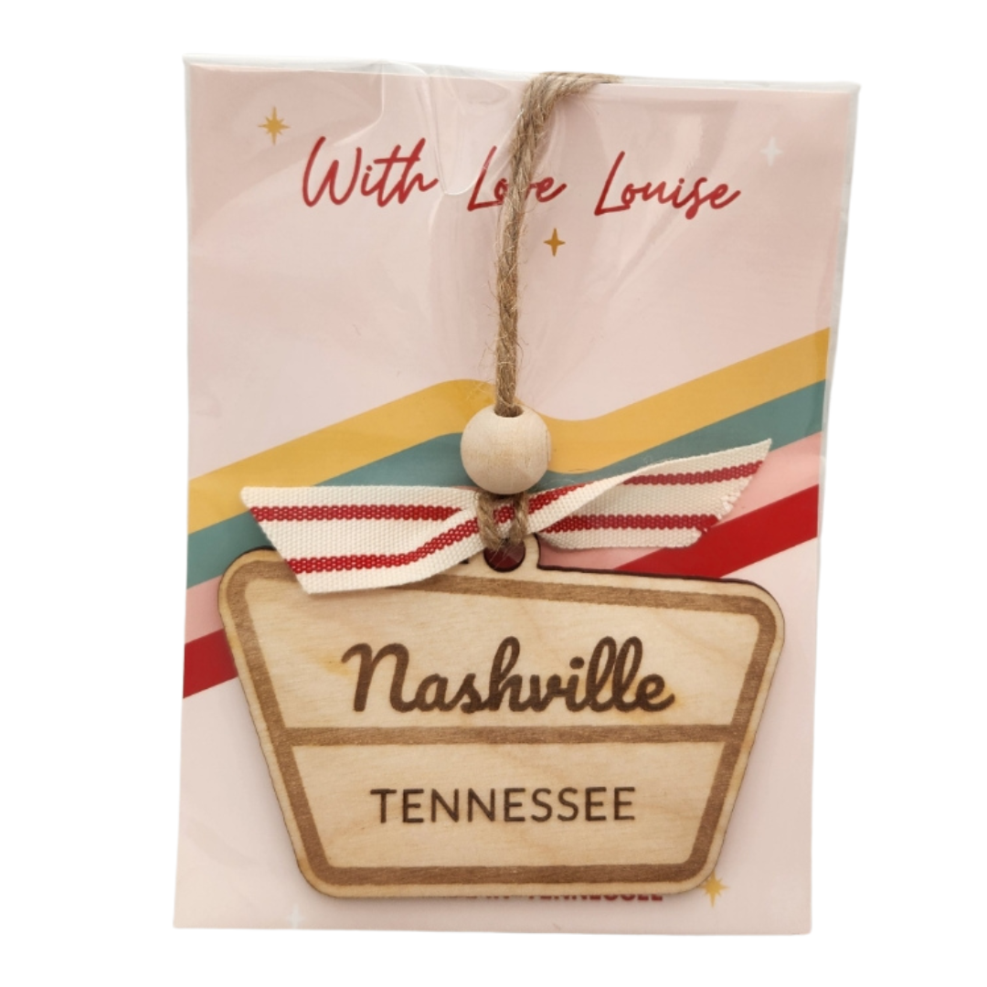 Nashville Tennessee Wood Ornament with Bead