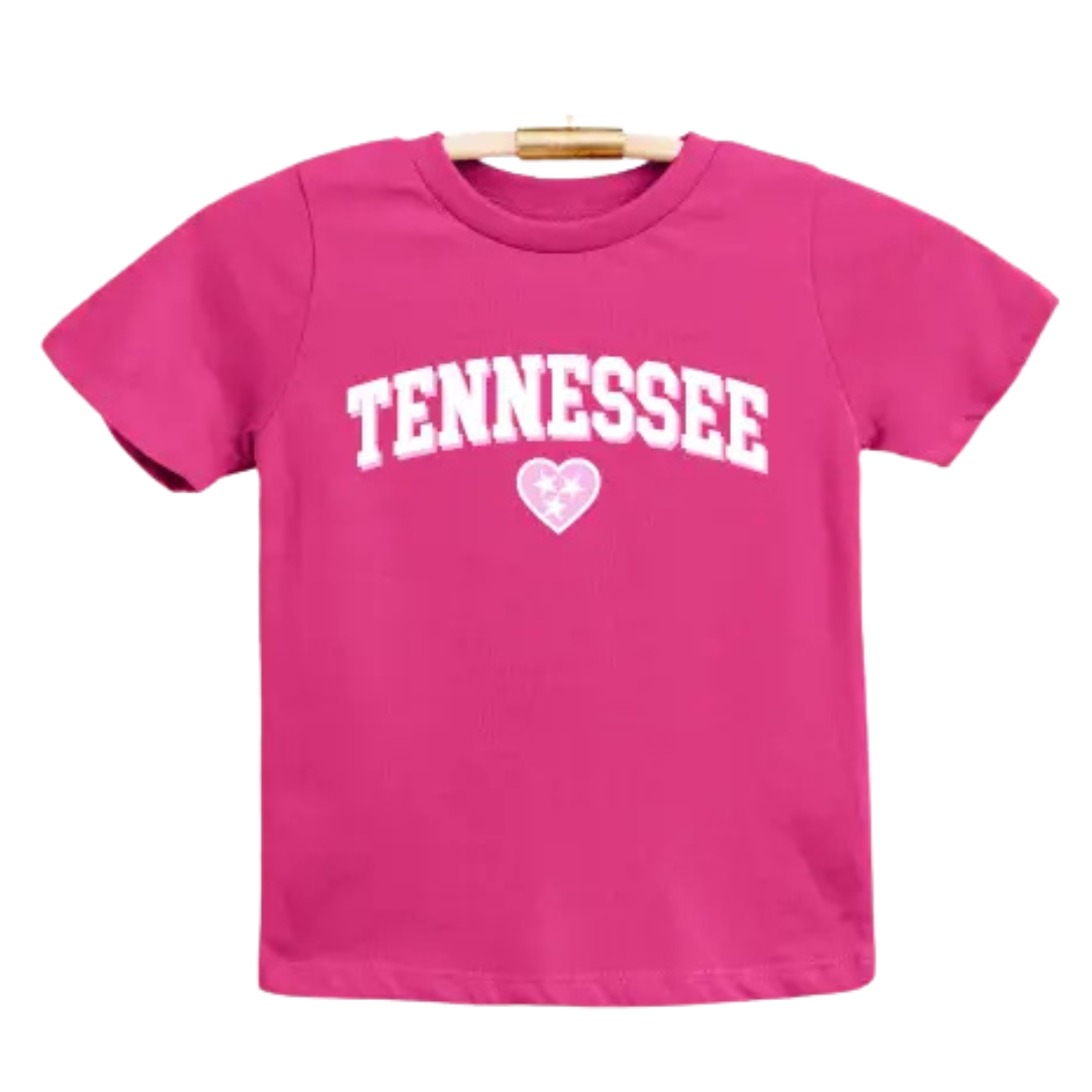 Pink Shirt with heart with tennessee tristar. 