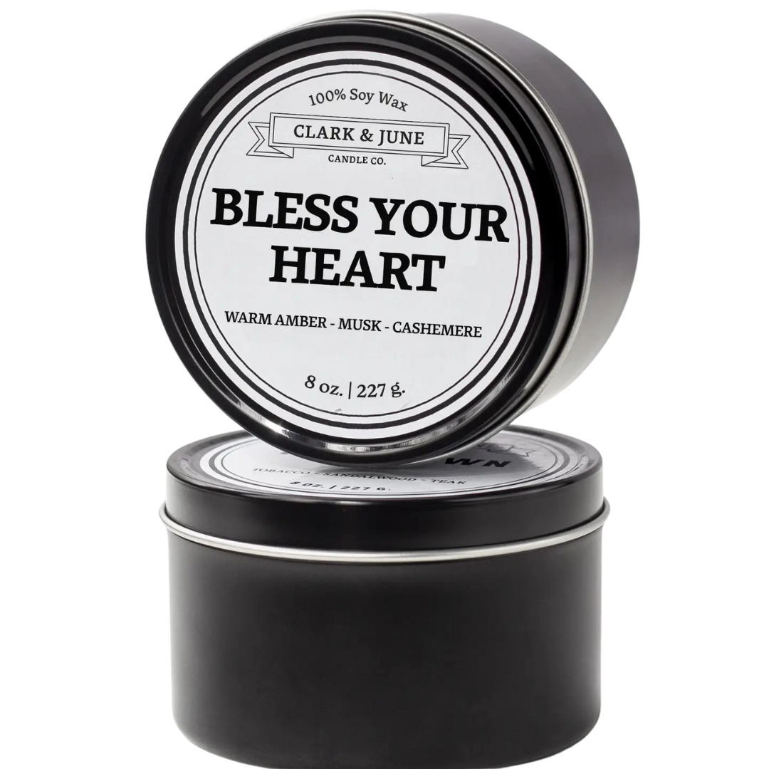 8oz 100% soy wax candle in black tin. 