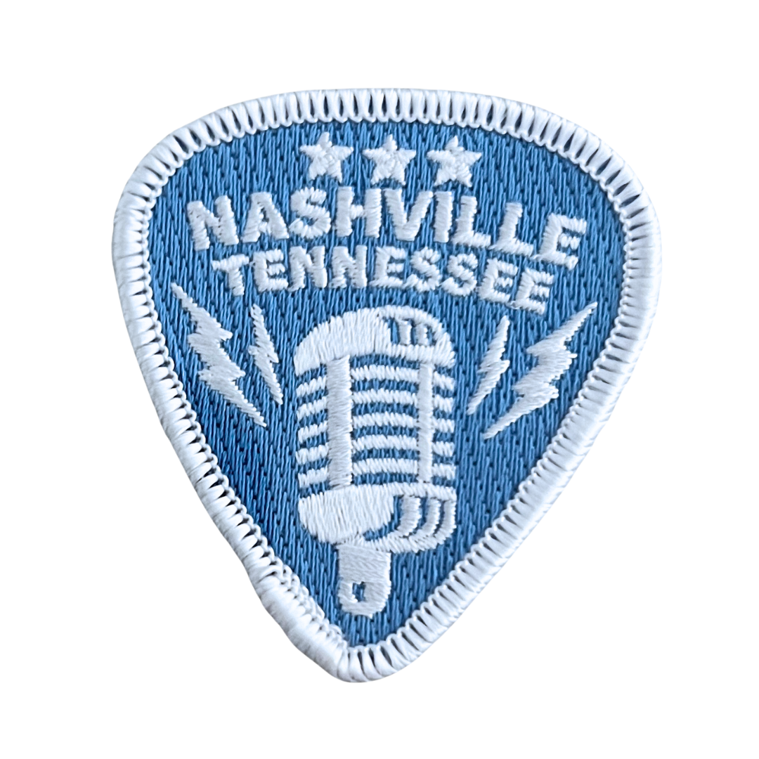 Blue Nashville Tennessee Microphone Guitar Pick Patch