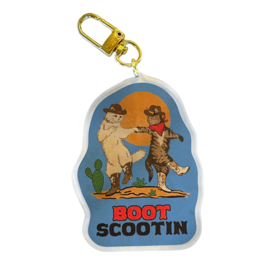 Boot Scootin' Cats Acrylic Keychain