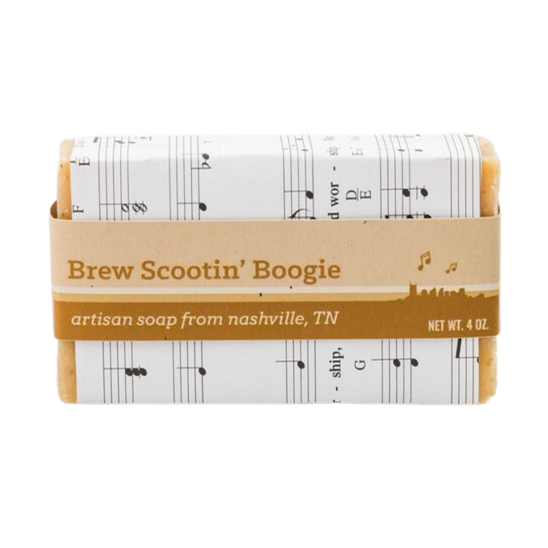 4 oz Brew Scootin' Boogie soap bar is made with light beer and scented with orange and cinnamon. 