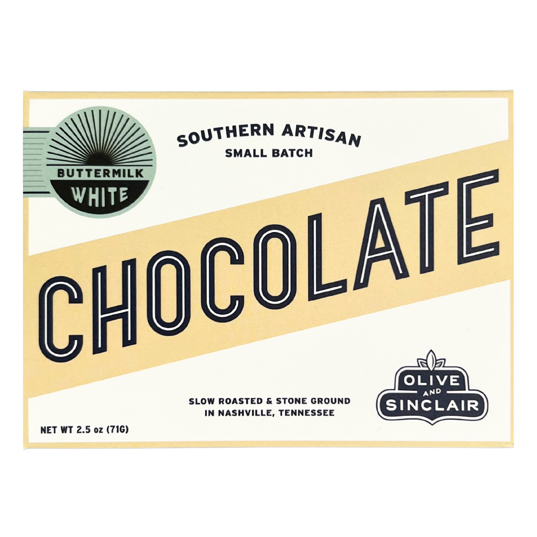 Stone ground buttermilk white chocolate bar.
