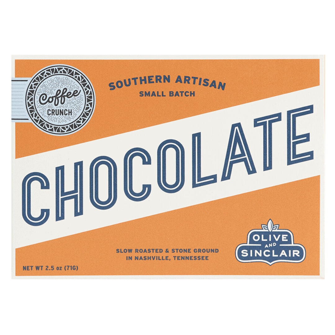 Stone ground dark chocolate bar with crushed coffee beans.  