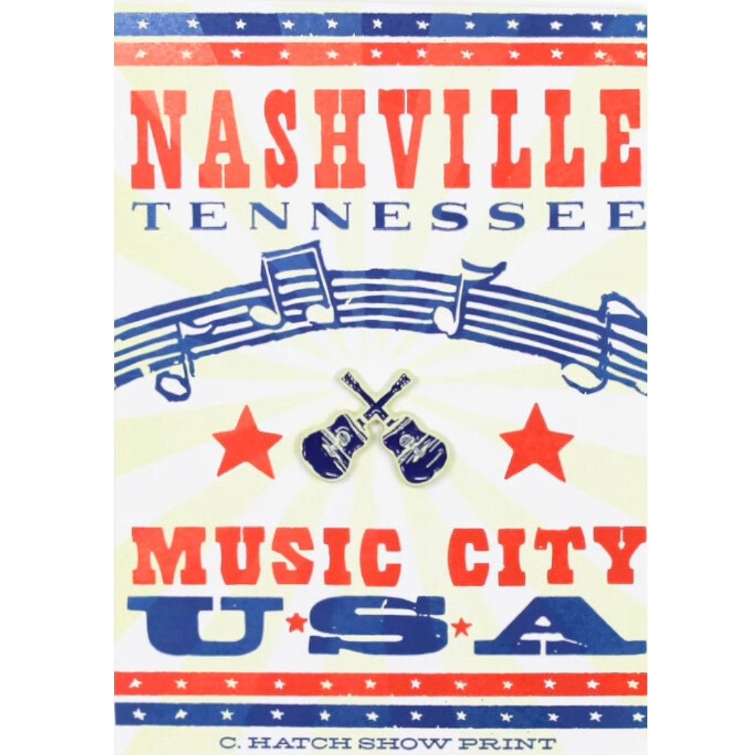 Music City USA Blue Crossed Guitars Enamel Pin