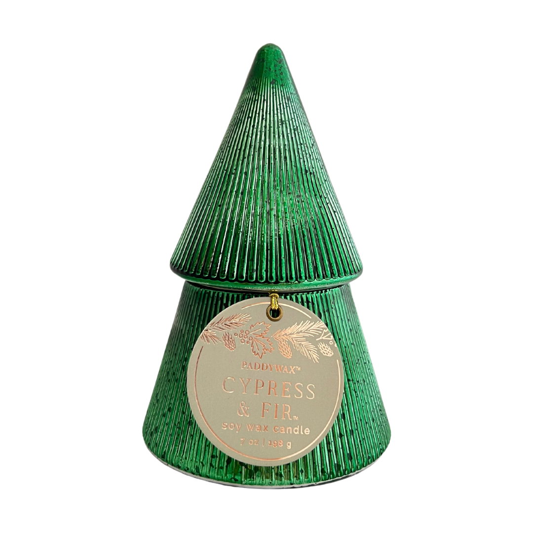 7 oz candle in tree shaped vessel. 