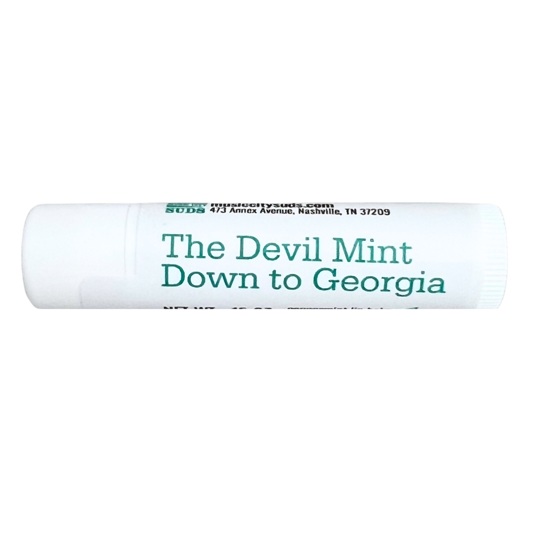 The devil mint down to Georgia, mint scented lip balm. 