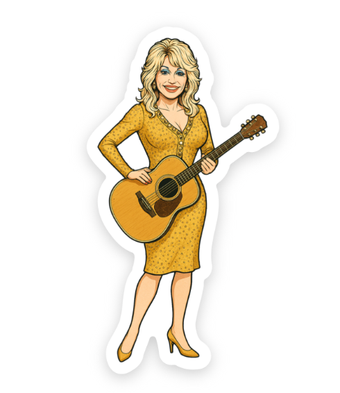 Dolly Playing Guitar Sticker