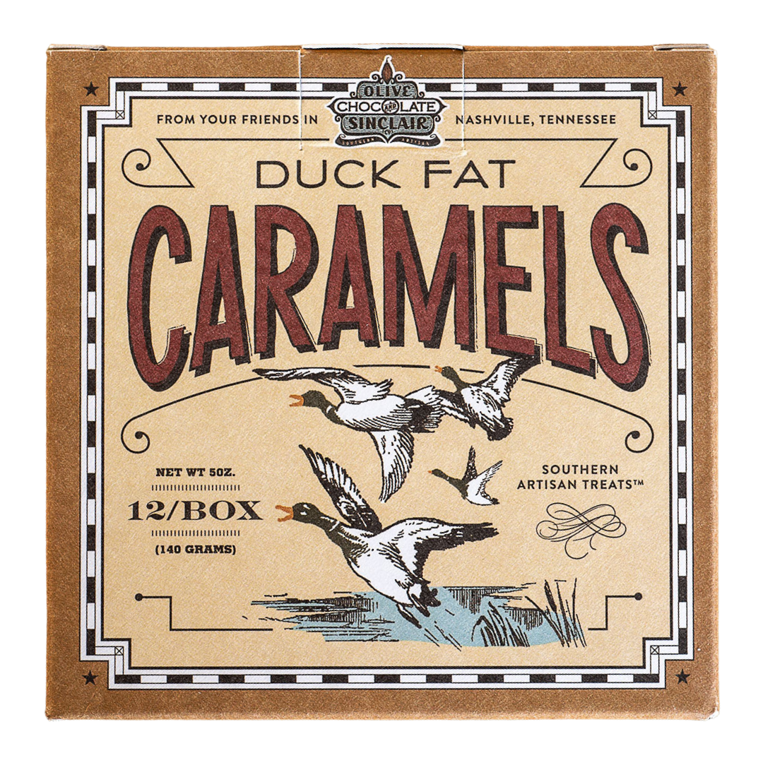 12 individually wrapped duck fat caramels.