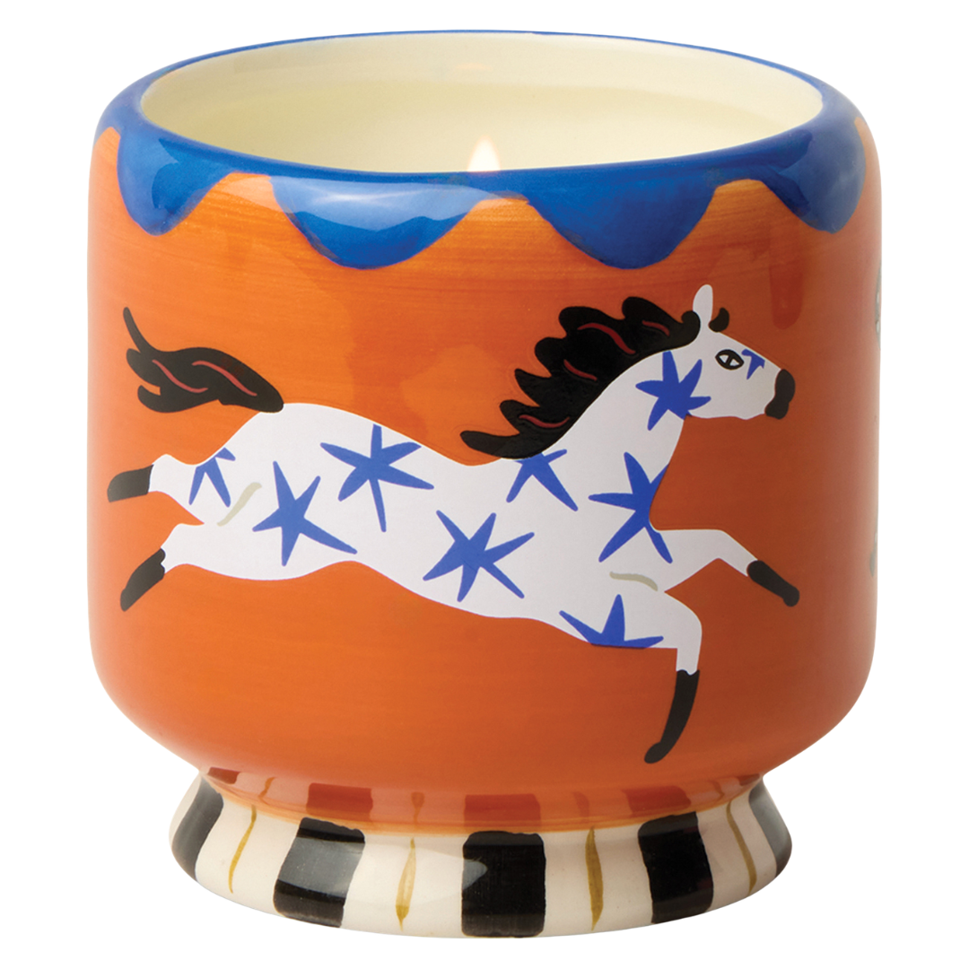 Hand Painted Horse Ceramic Candle