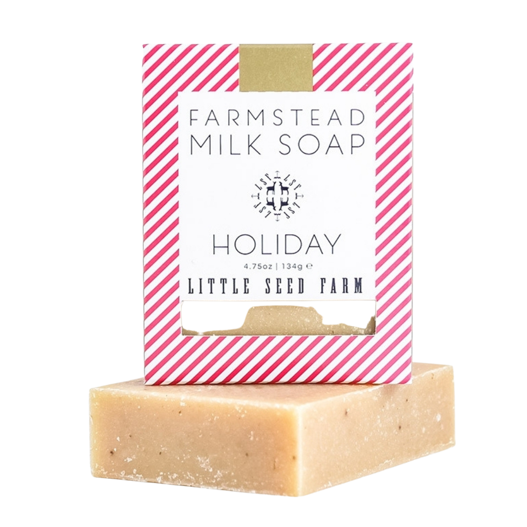 Peppermint and Vanilla scented goat's milk soap bar. 