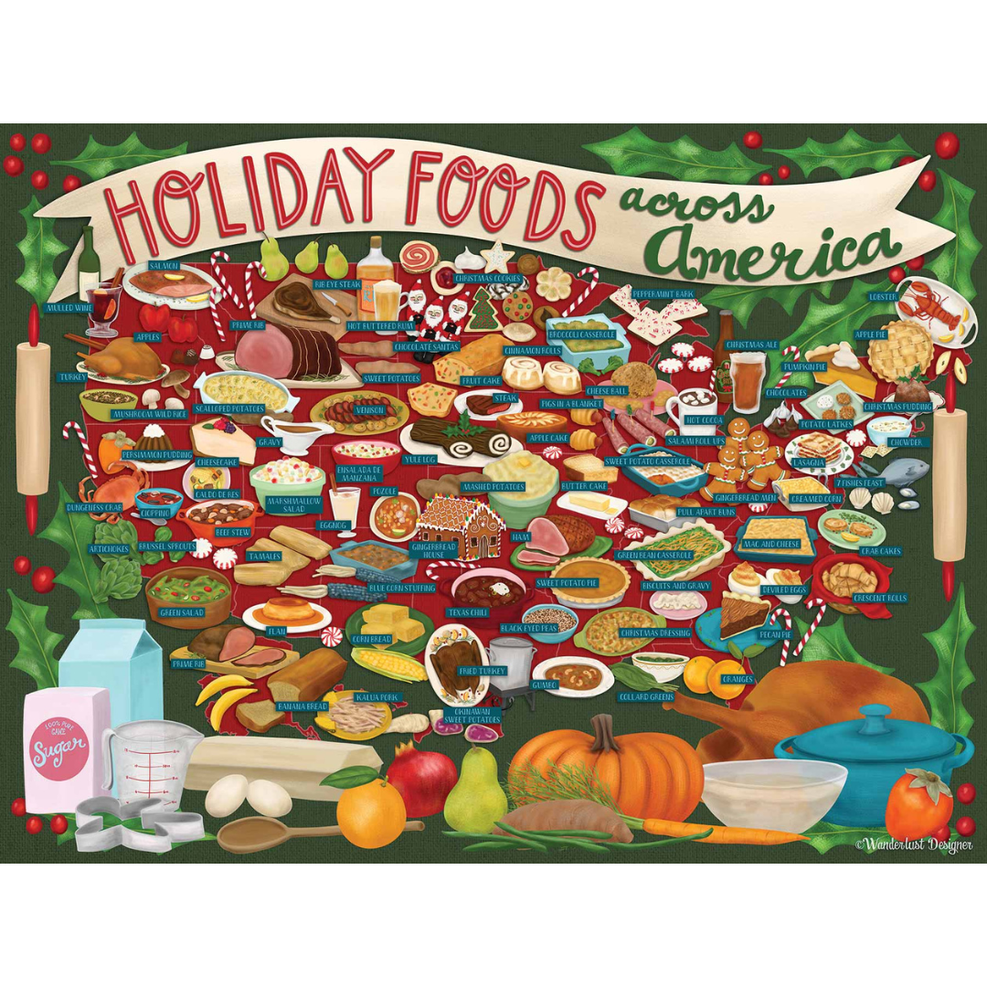 500 piece puzzle of Holiday Foods Across America