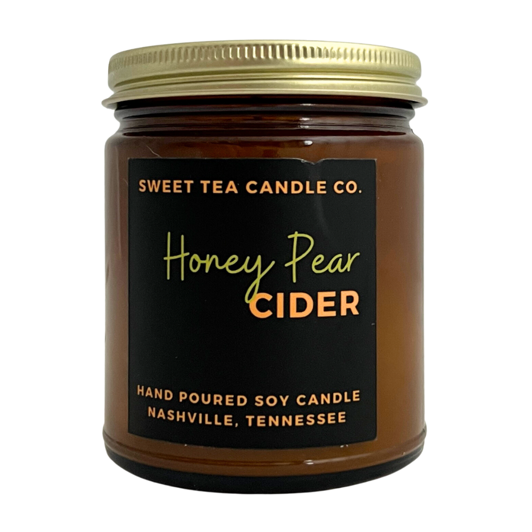 Sweet Tea Candle Company presents the Honey Pear Cider scented candle. Hand poured soy candle in Nashville, Tennessee.
