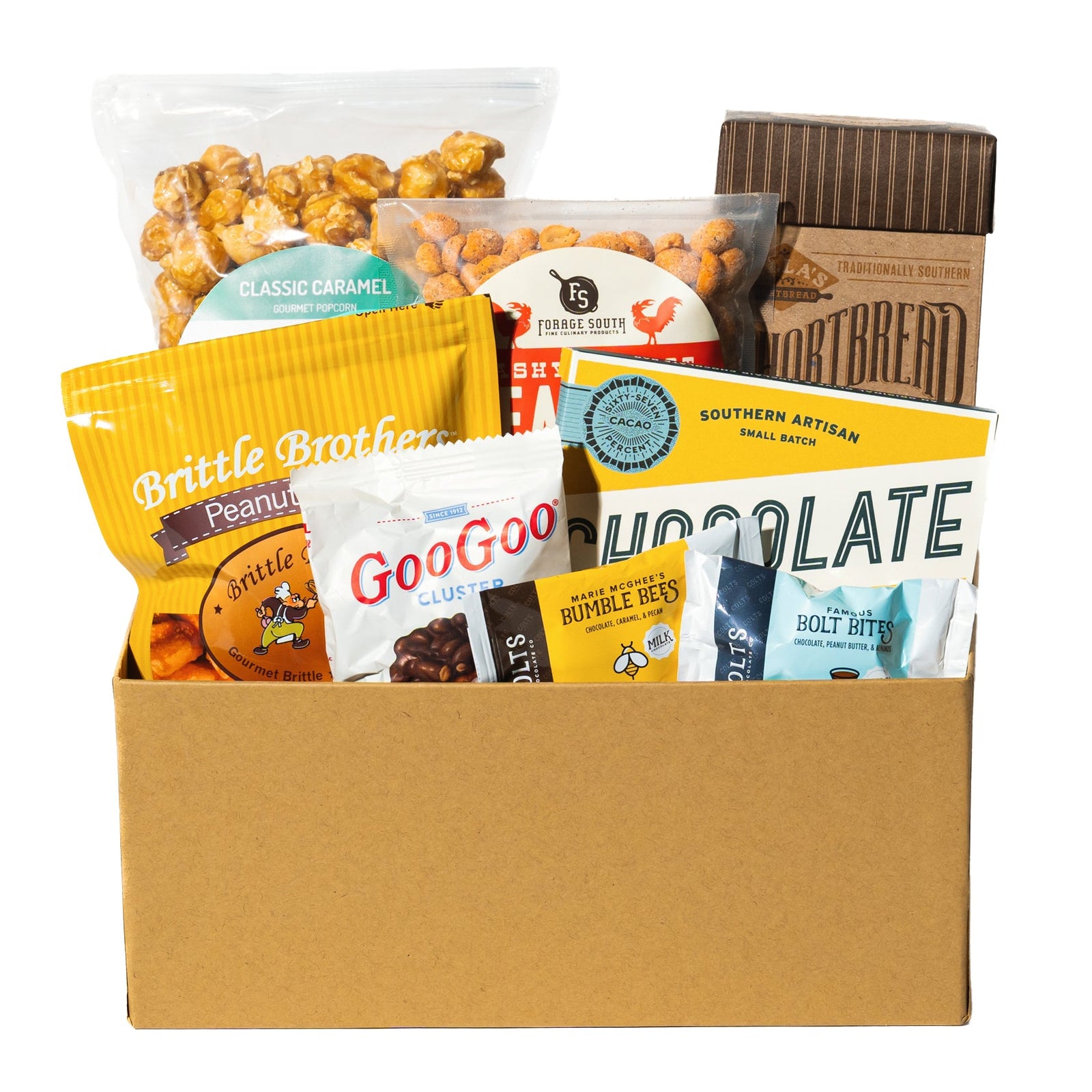 Collection of Nashville made sweets and snacks in a gift box. 