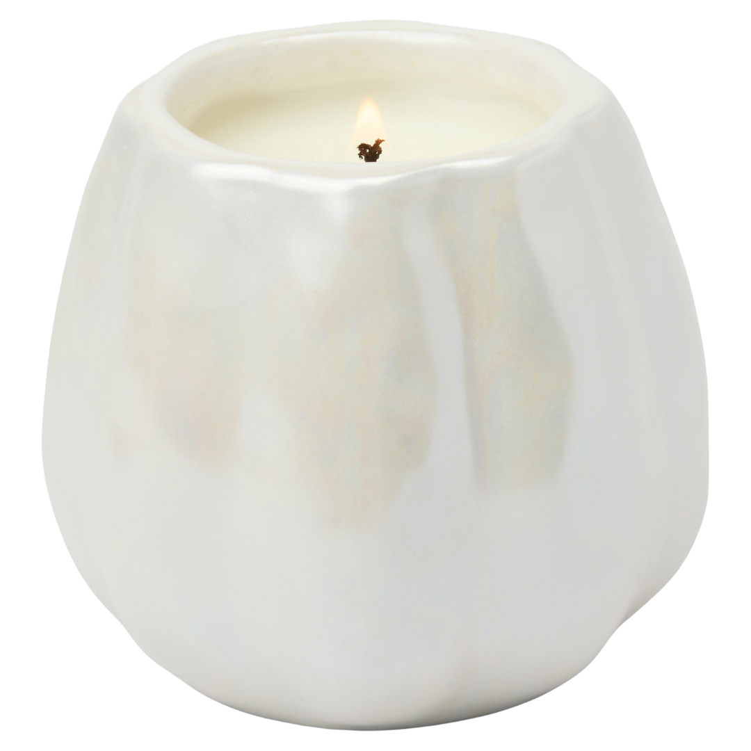 Metallic White Pumpkin Candle