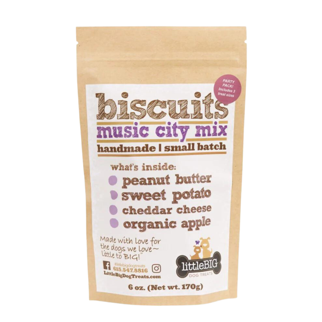 6 oz bag of assorted flavors of handmade dog treats.