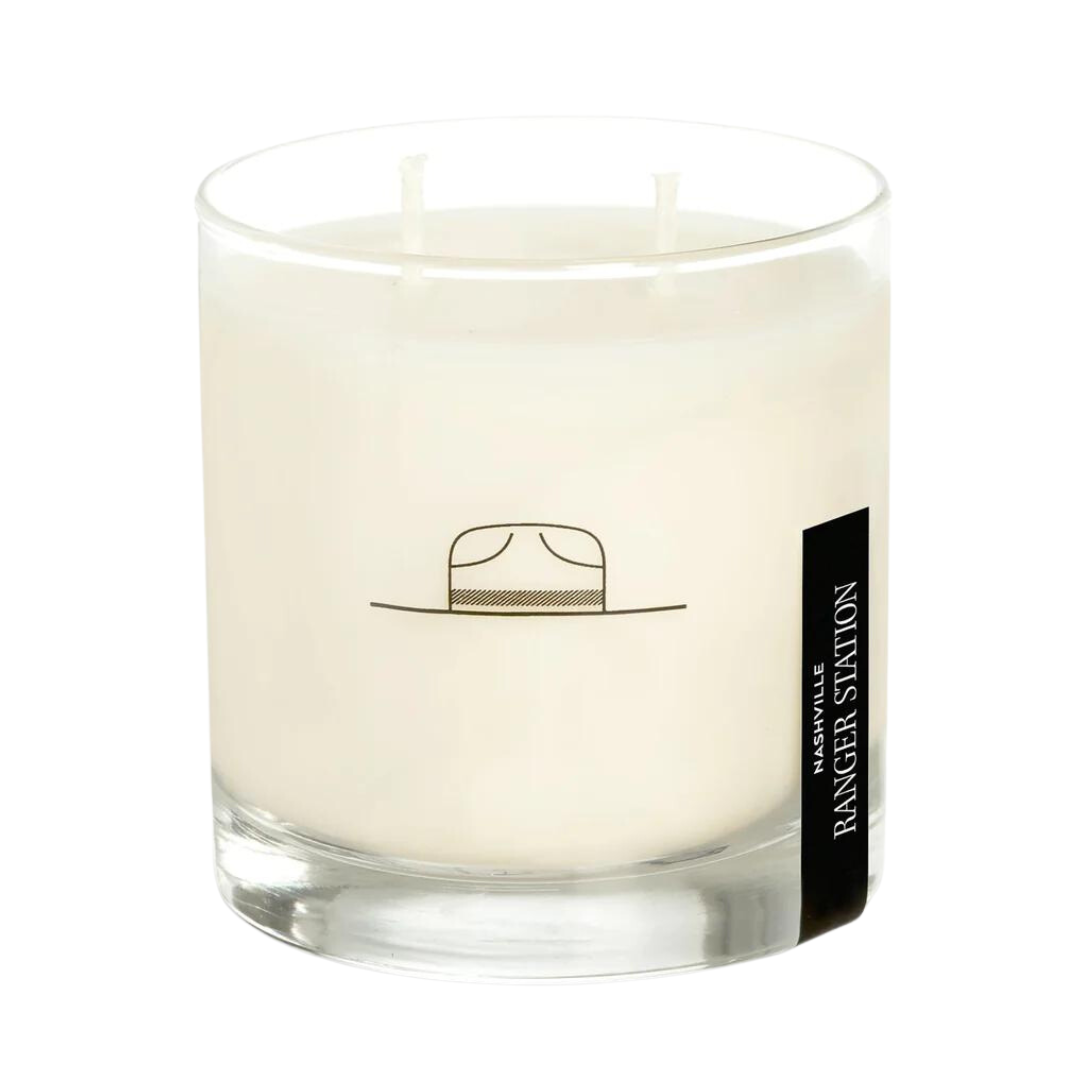 8 oz Nashville candle, magnolia, dogwood, amber, musk. In reusable rocks glass.