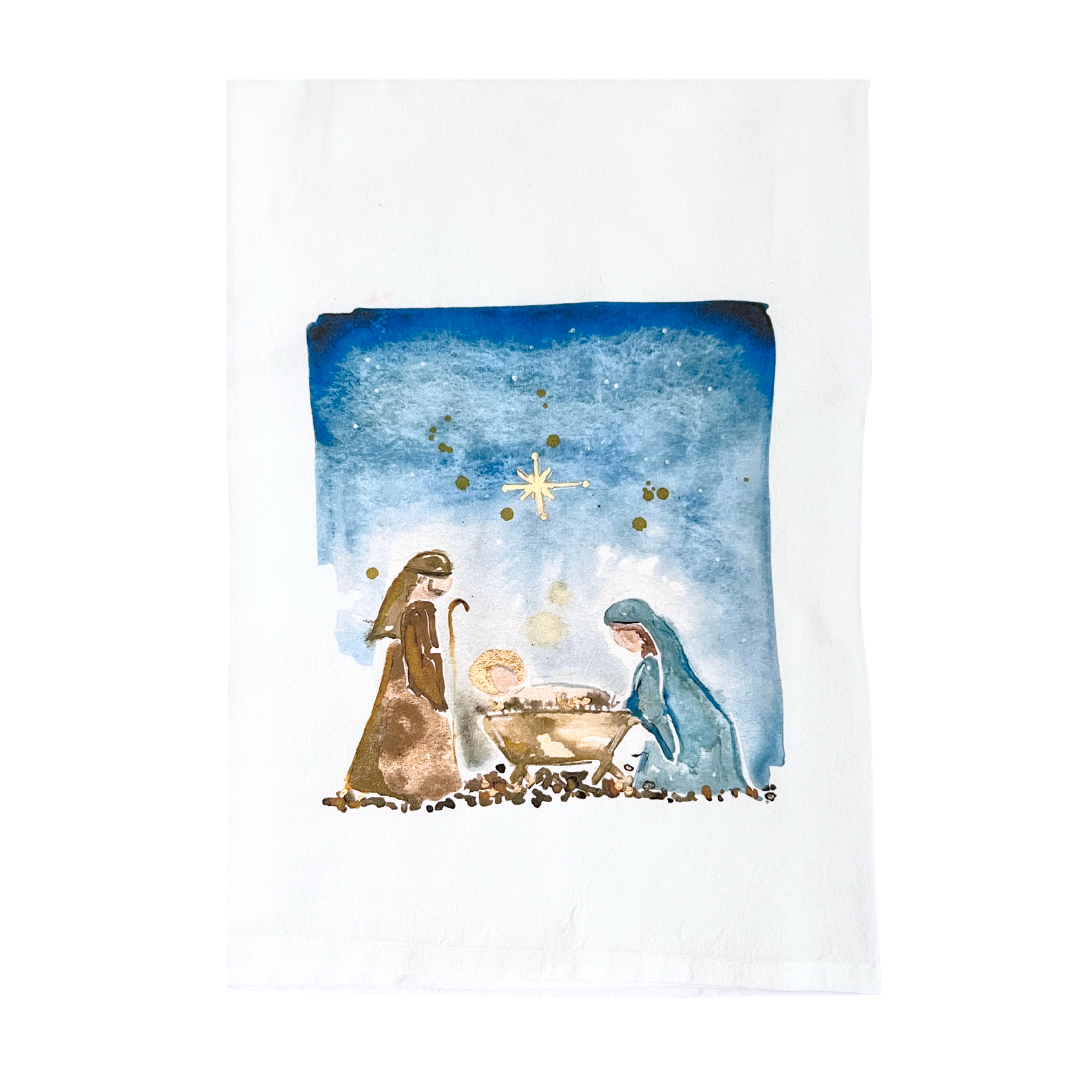 Watercolor Nativity Towel