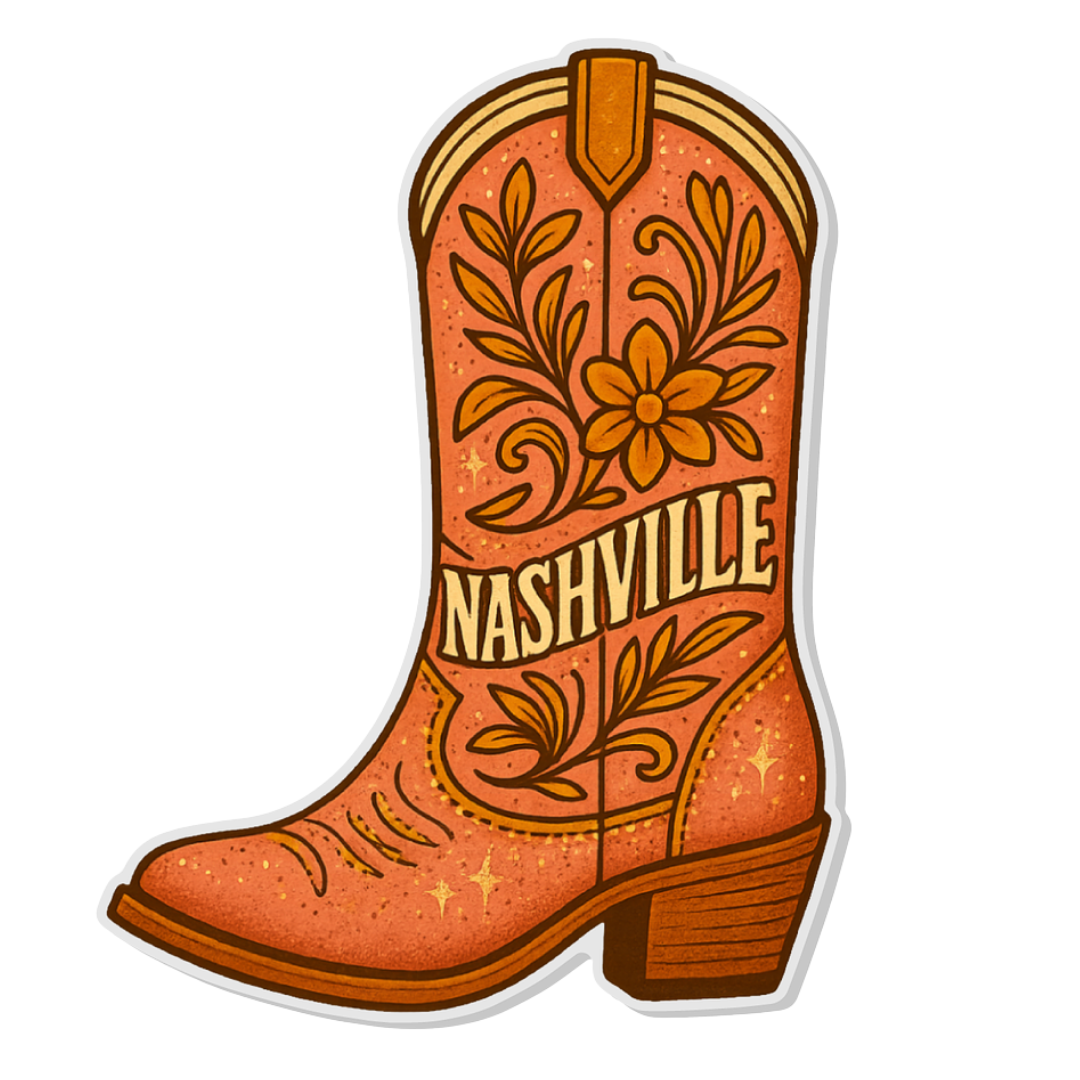 2.5 inch Orange Nashville Boot Acrylic Magnet