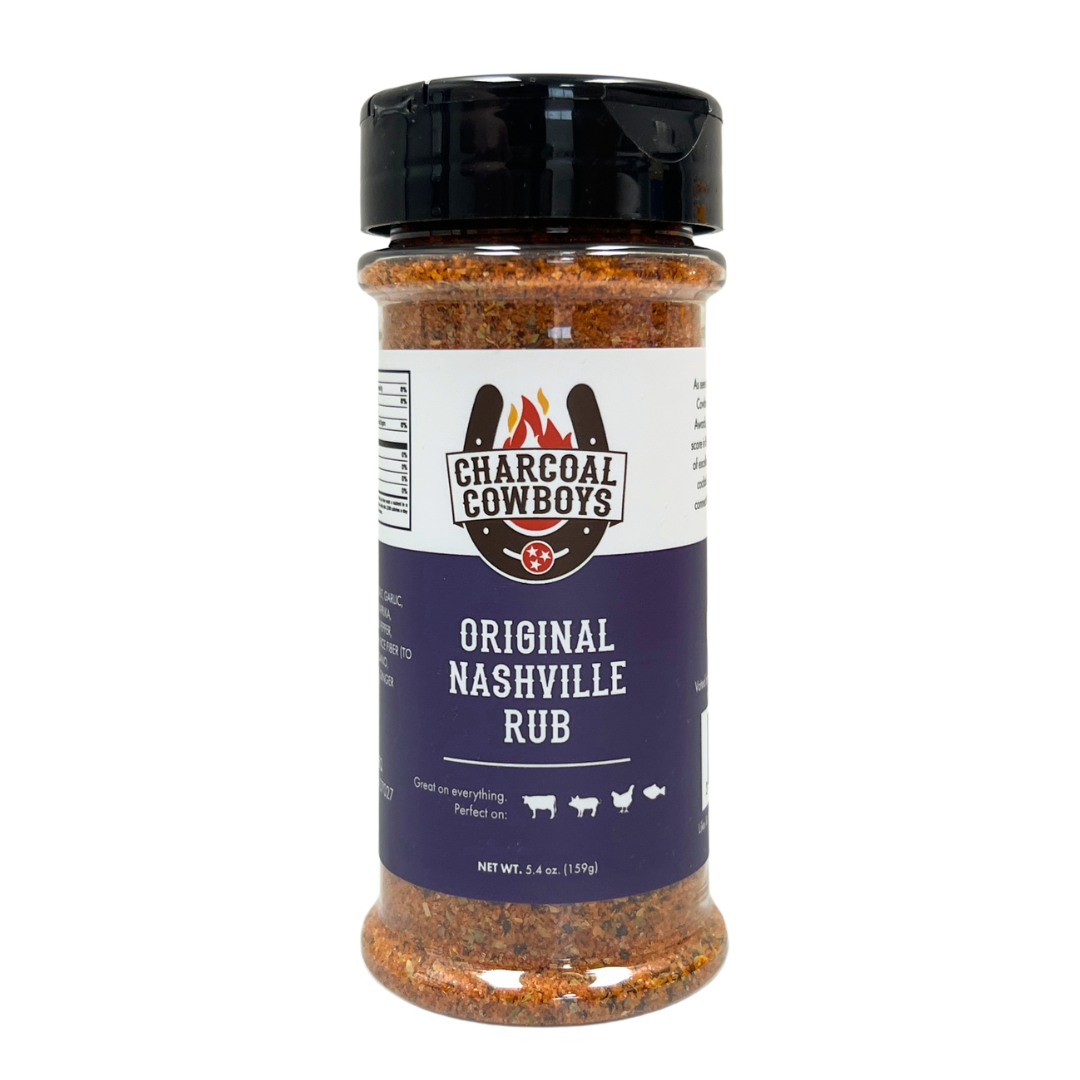 5.4 oz of Charcoal Cowboy's Original Nashville Spice Rub in shaker jar. 