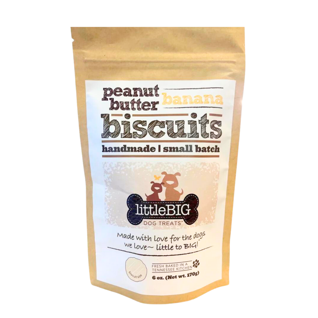 6 oz bag of peanut butter banana handmade dog treats.