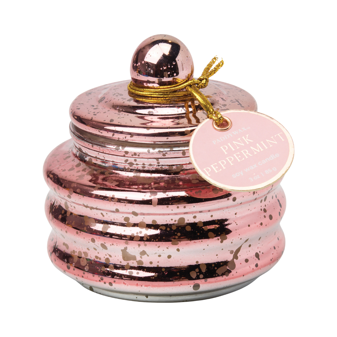 3oz Peppermint soy wax candle in reusable glass vessel. 