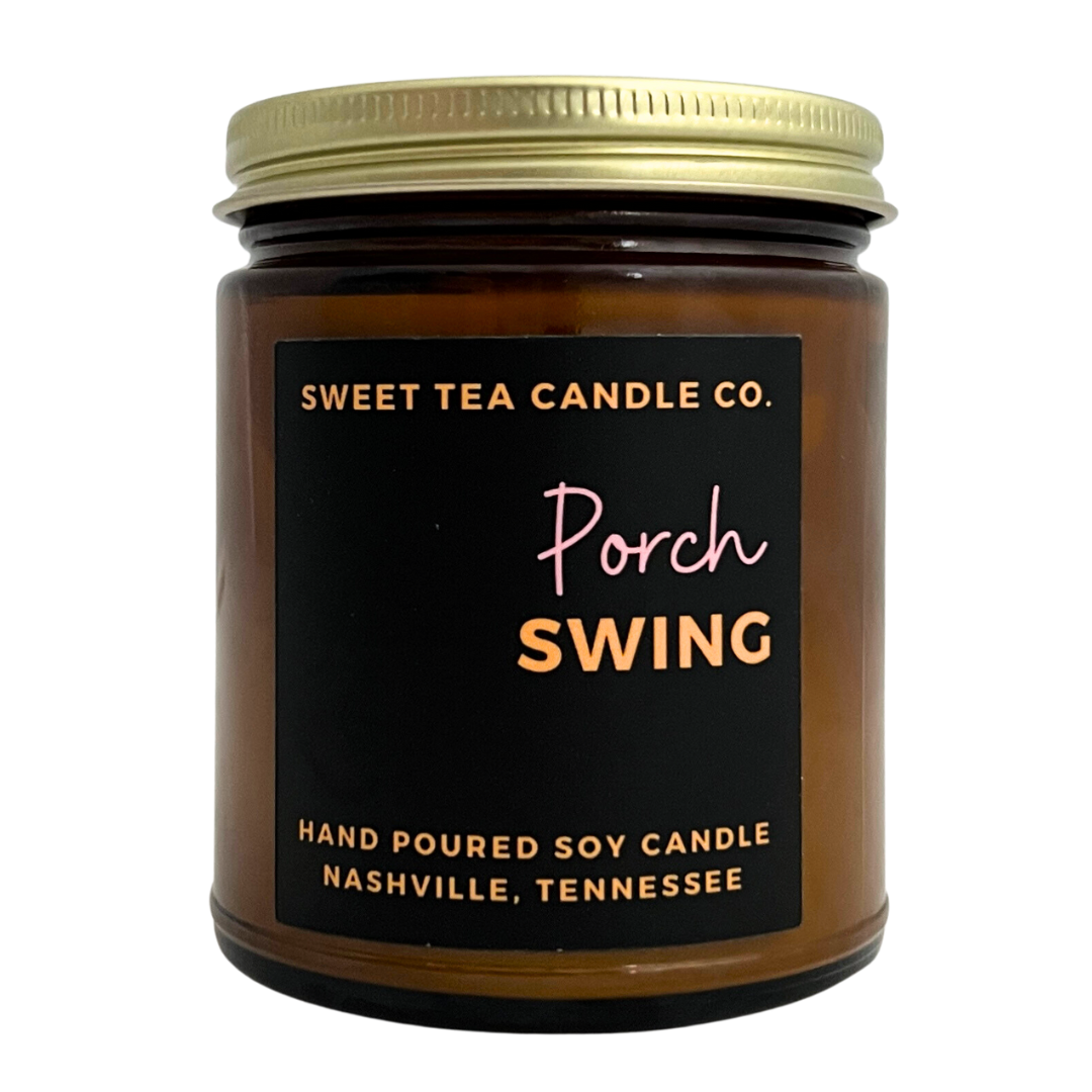 The "Porch Swing" candle from Sweet Tea Candle Company will transport you back to grandma's house. Hand poured soy candle in Nashville, Tennessee.