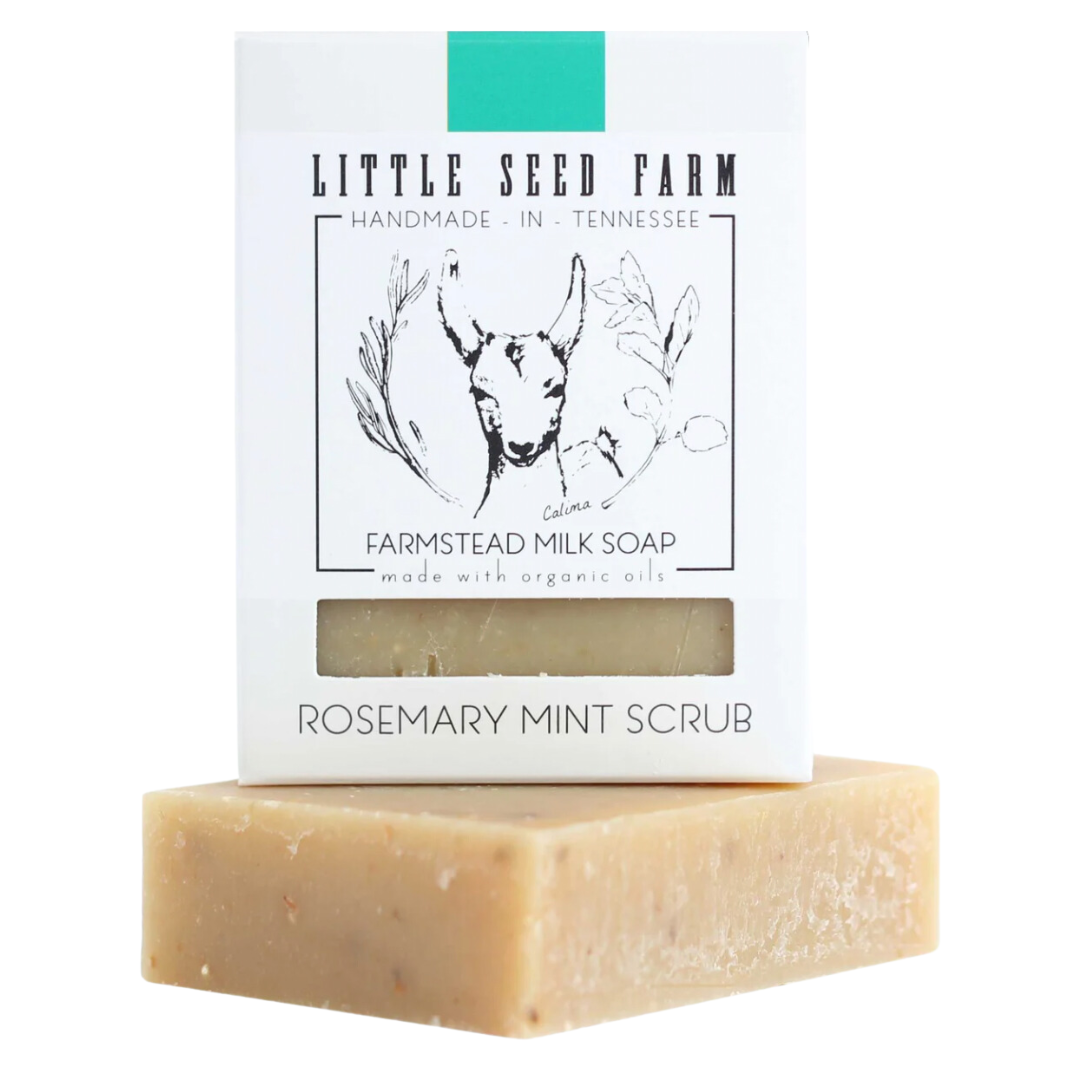 2.4 oz Rosemary mint scented goat's milk soap bar.
