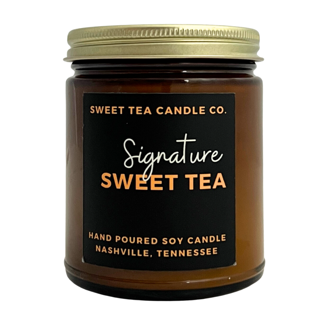 "Signature Sweet Tea" from Sweet Tea Candle Company! Hand poured soy candle in Nashville, Tennessee.