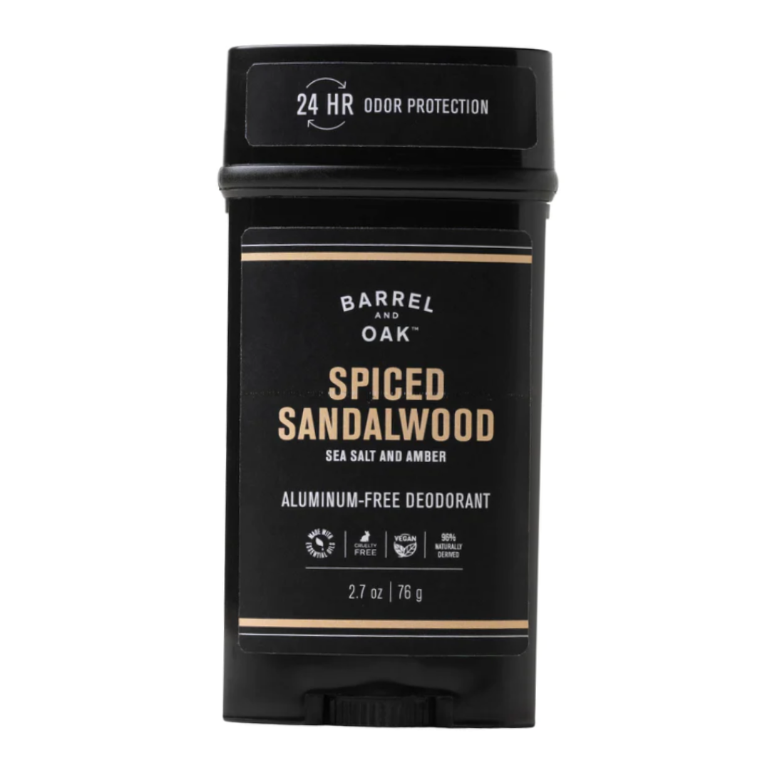 spiced sandalwood scented aluminum-free deodorant.