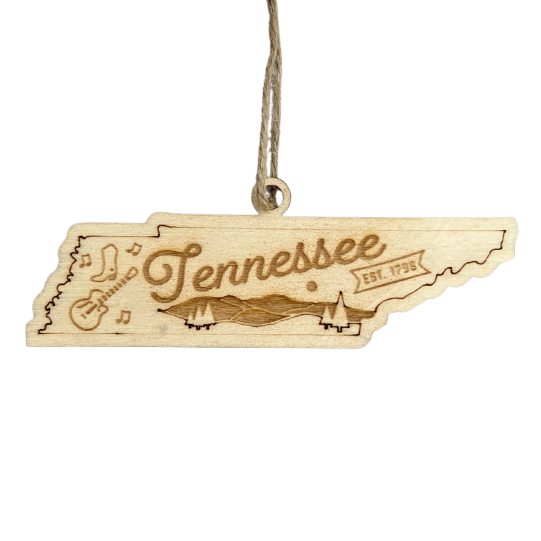 Tennessee State Est 1796 Wood Ornament