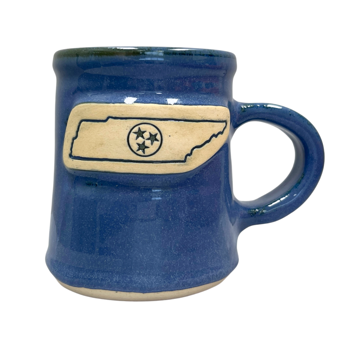 Handmade Tennessee State Tristar Indigo Blue Pottery Mug