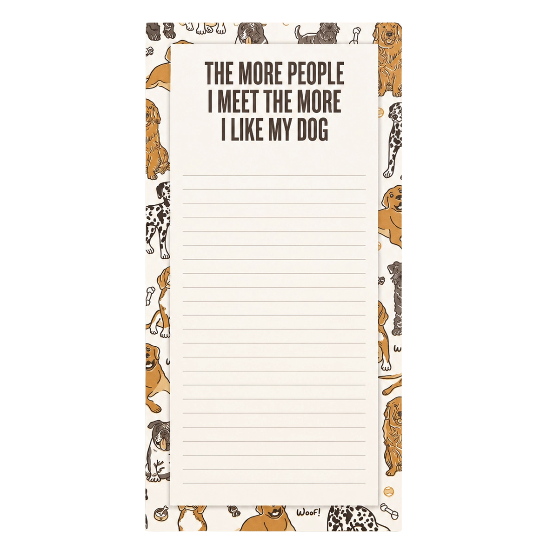 50 sheet notepad with dogs.